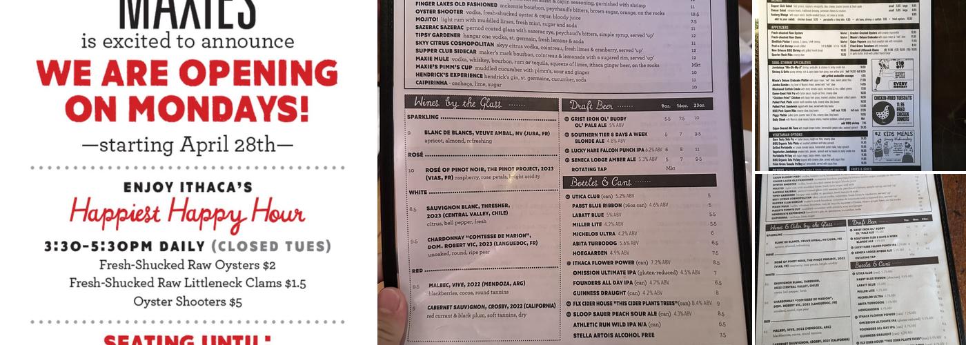 Maxie's Supper Club & Oyster Bar Menu