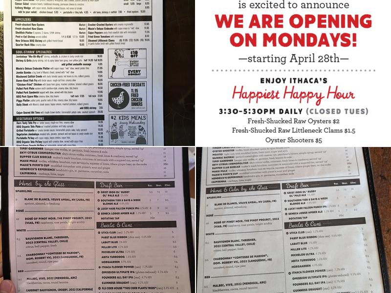 Maxie's Supper Club & Oyster Bar Menu