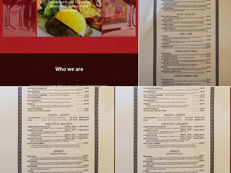 Tantalus Restaurant Menu