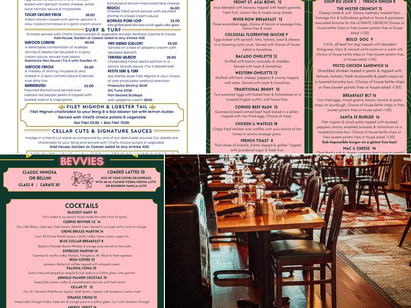 The Cellar Restaurant & Bar on the River Menu