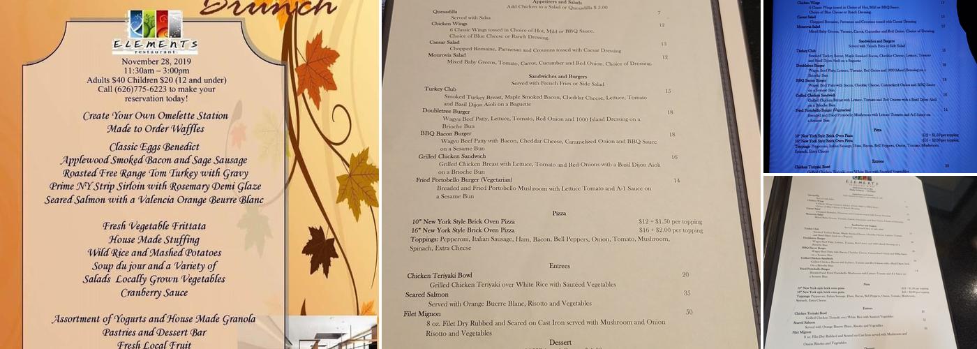 Elements Restaurant Menu