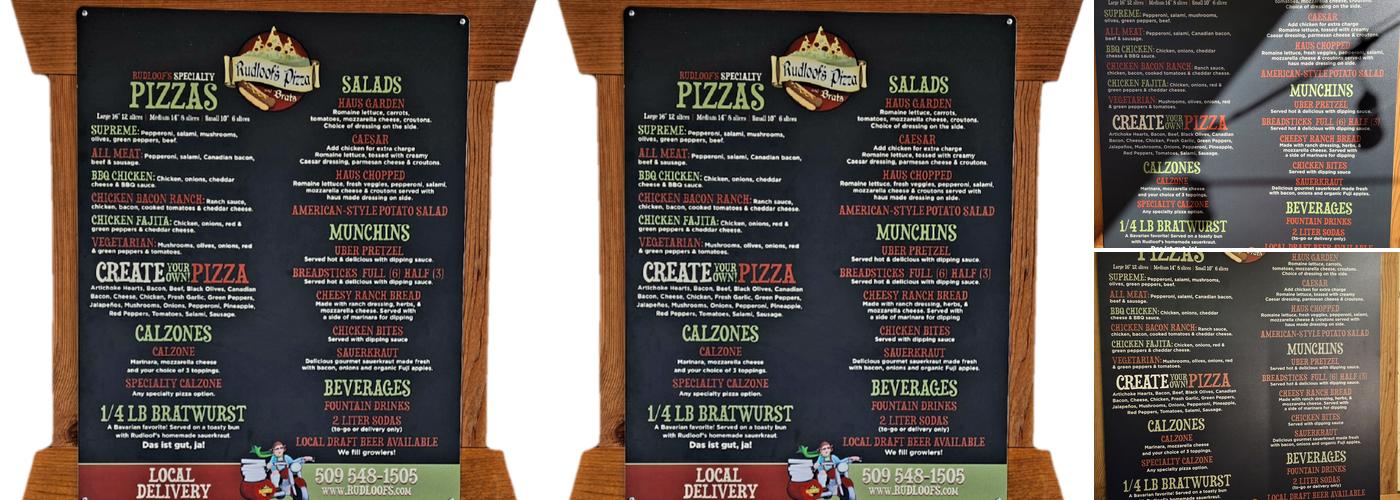 Rudloof's Pizza Und Brats Menu
