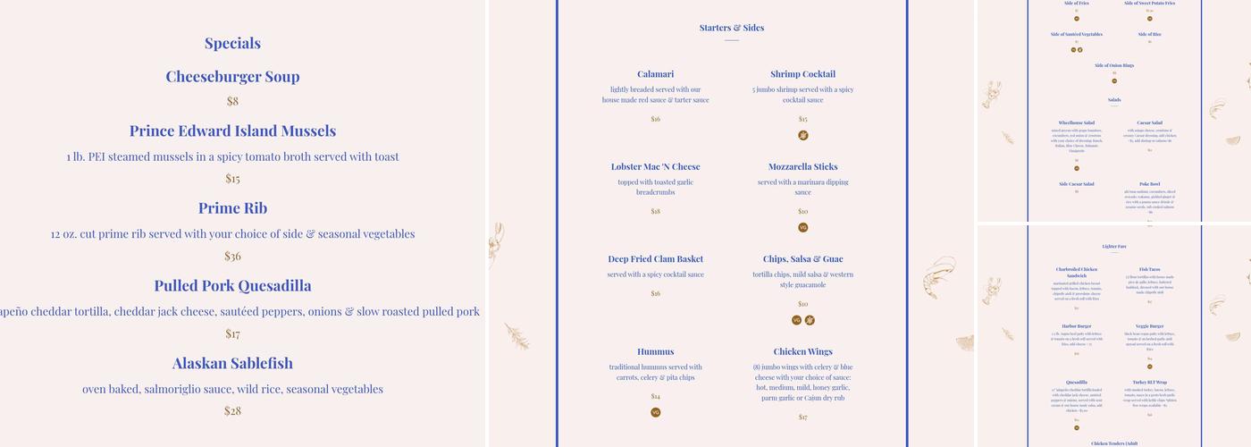 Wheelhouse Menu