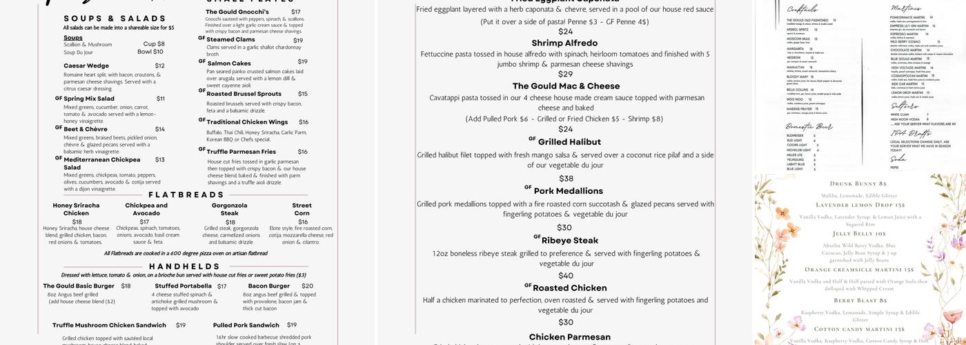 The Gould Hotel Menu