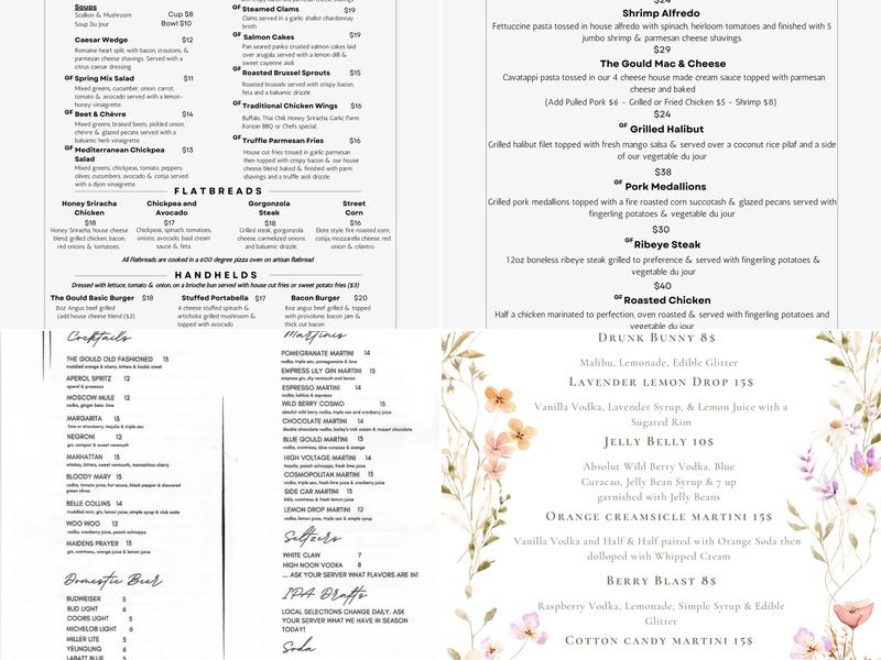 The Gould Hotel Menu