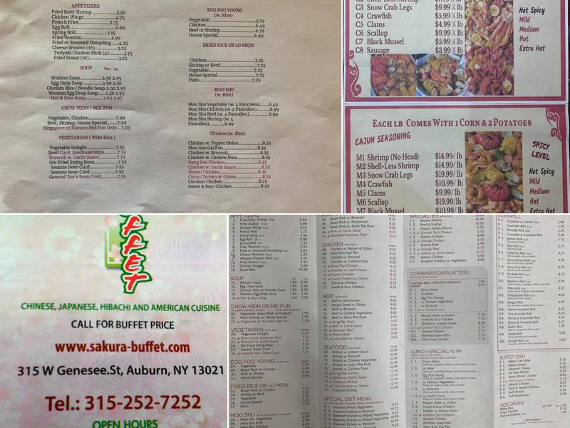Sakura Buffet Menu