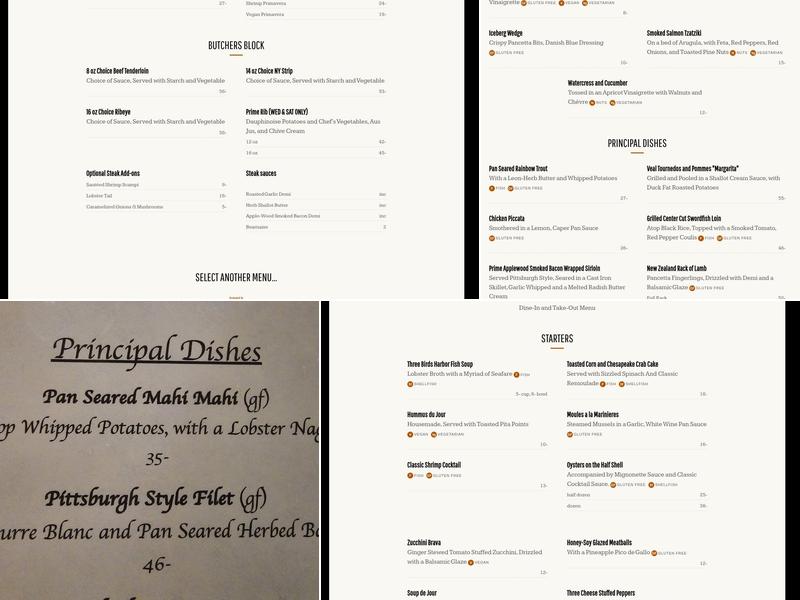 Three Birds Restaurant Menu