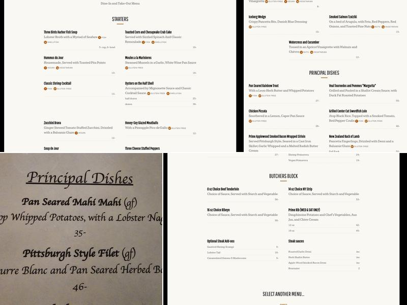Three Birds Restaurant Menu
