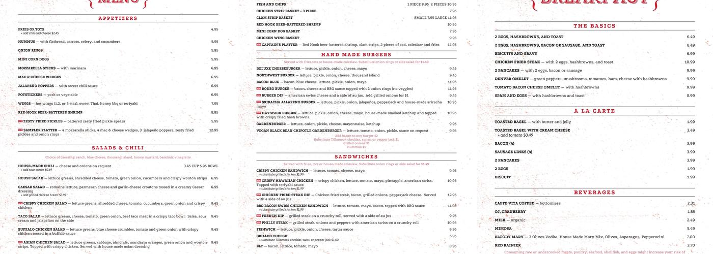 The Hideaway Menu