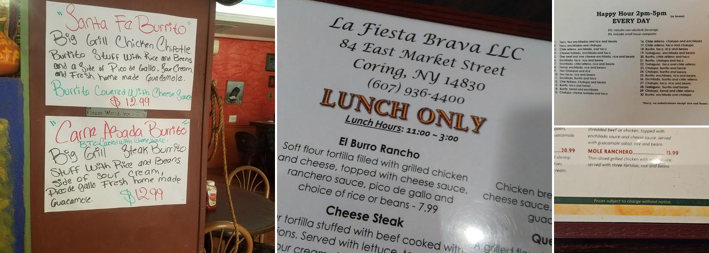 Fiesta Brava LLC Menu
