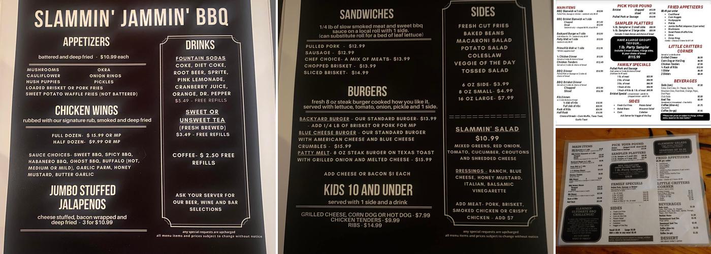 Slammin' Jammin' BBQ Menu