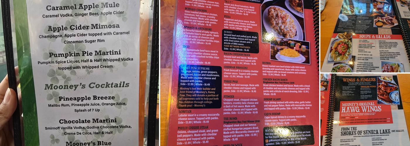 Mooney's Sports Bar & Grill Menu
