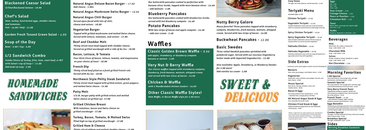 Summit Pancake House and Lounge Menu