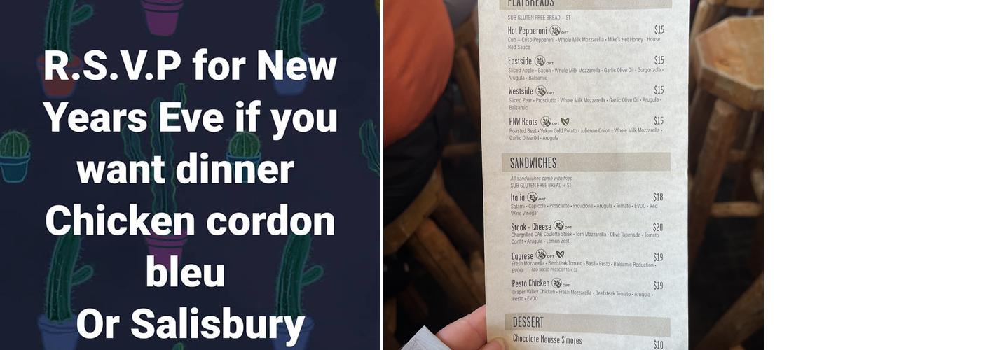 Timberwolf Lodge Menu