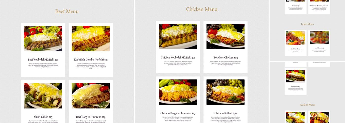 Jasmine Mediterranean & Persian Cuisine Menu