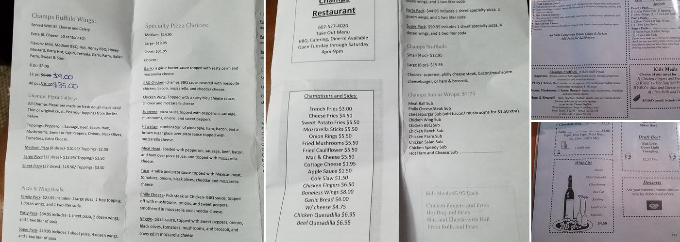 Champs Menu