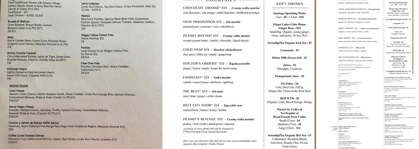 The Cellar Menu