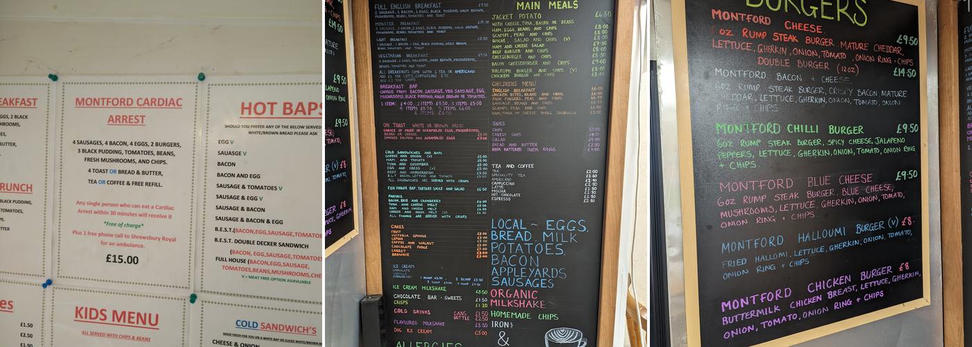 Montford Bridge Cafe Menu