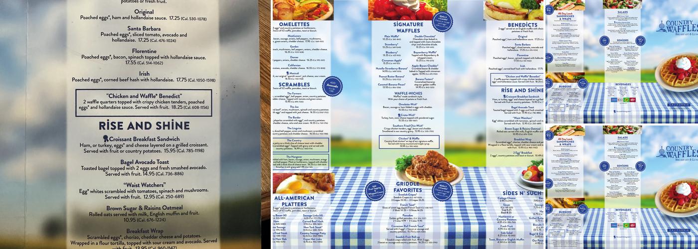 Country Waffles Menu