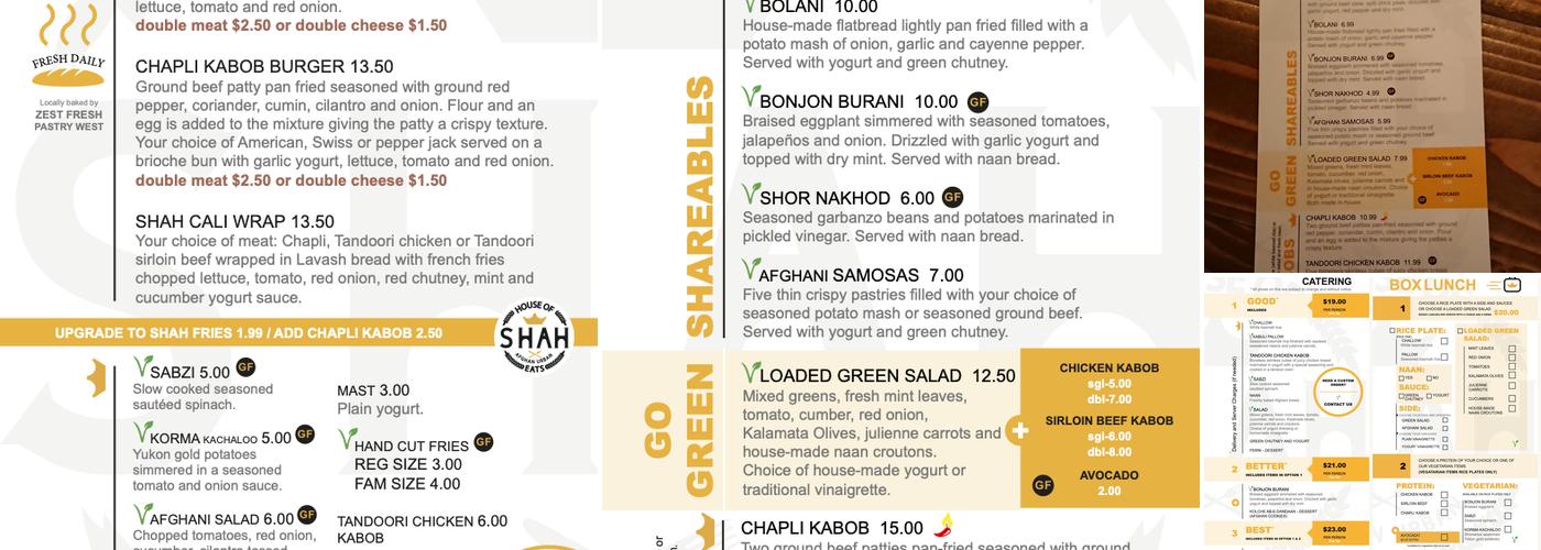 House Of Shah Afghan Urban Eats Menu