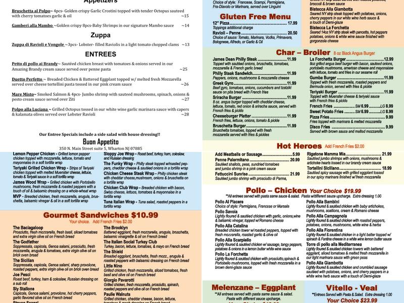 La Forchetta Pizzeria & Italian Grill Menu