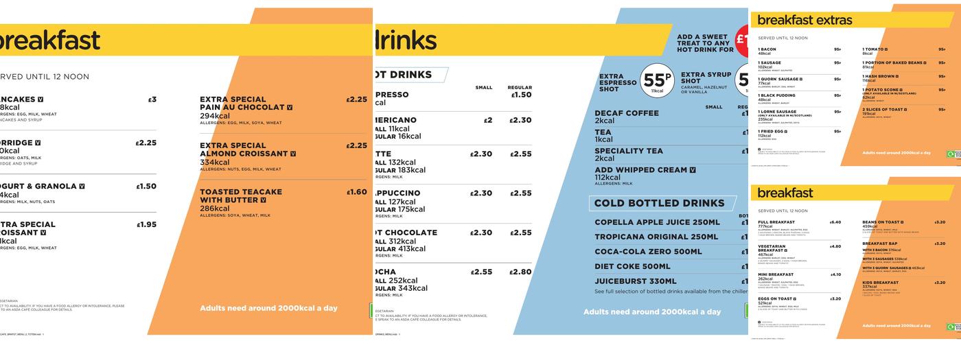 ASDA Cafe Menu