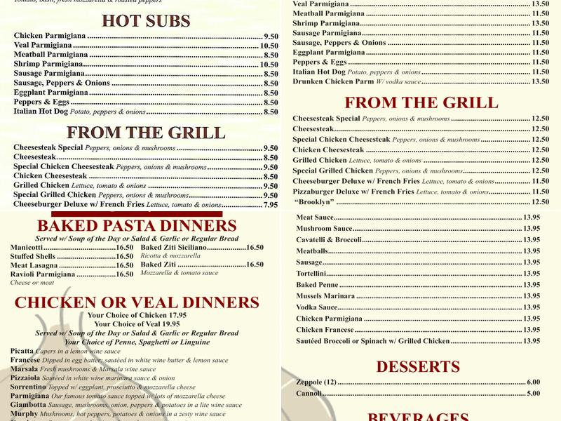 Delizia Pizza Kitchen (Dover) Menu