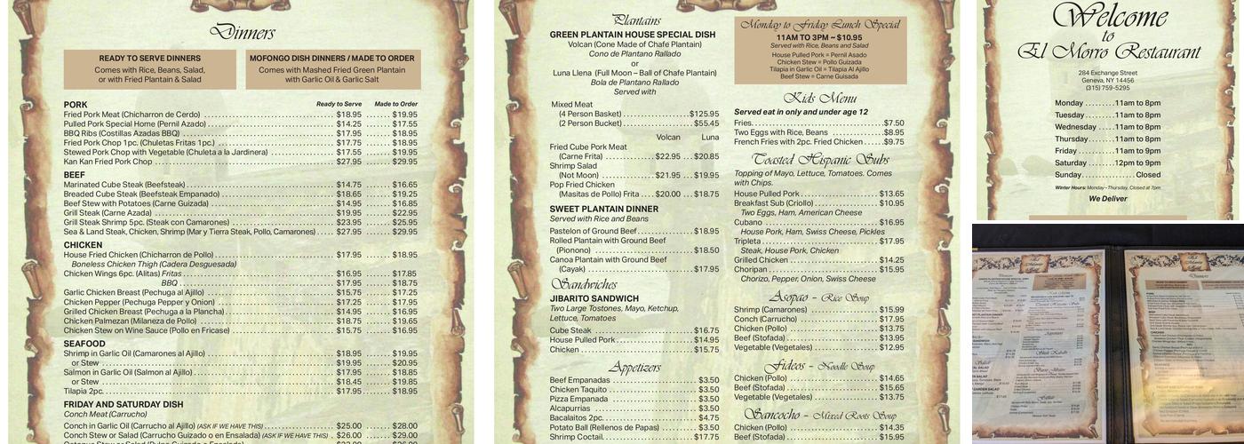 El Morro Restaurant Menu