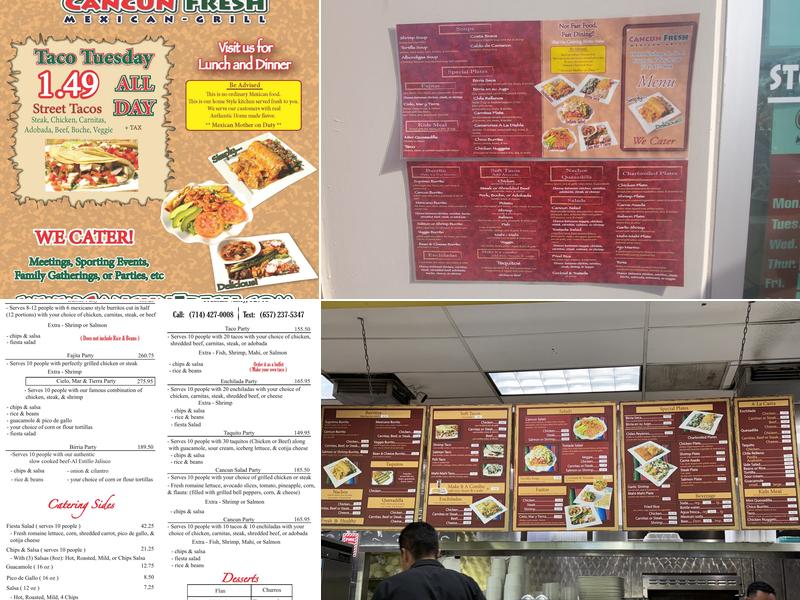 Cancun Fresh Mexican Grill Menu