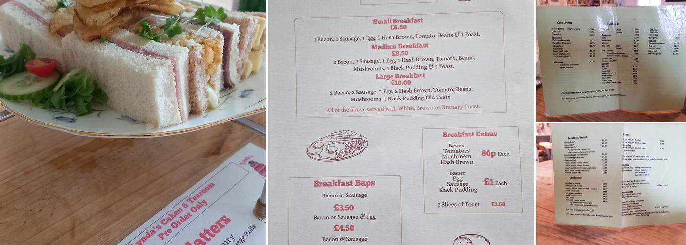 Lynda's cakes and Tearoom Menu