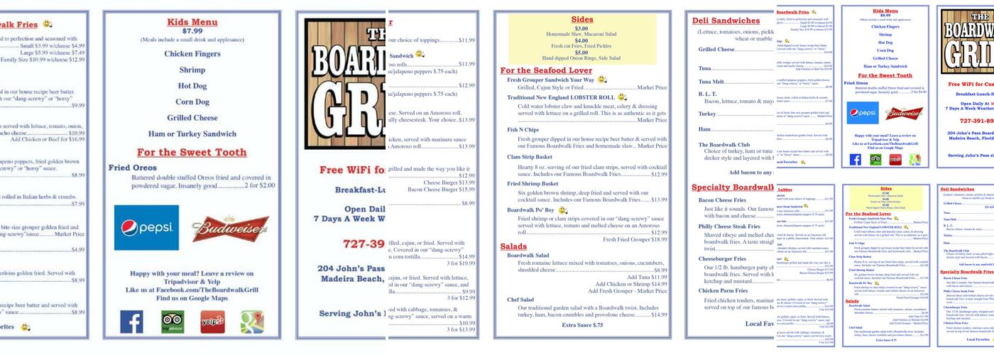 The Boardwalk Grill Menu