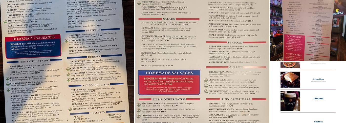 The Horse & Jockey Menu