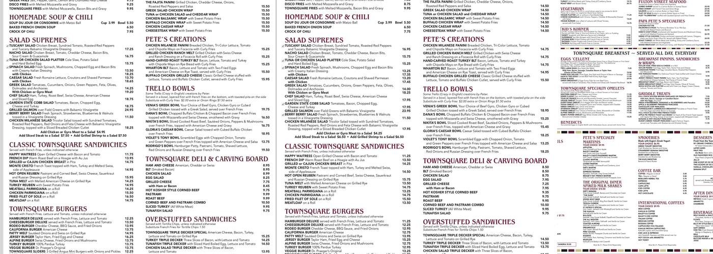 Townsquare Diner Menu