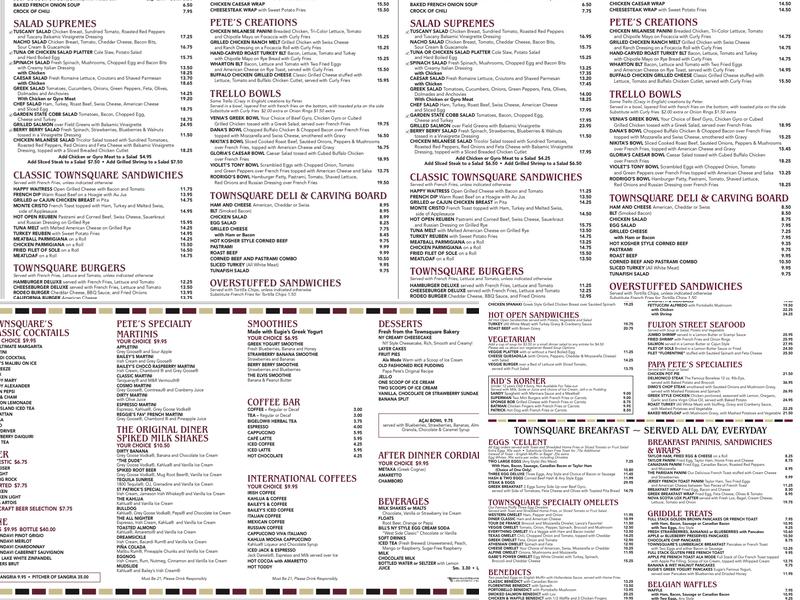 Townsquare Diner Menu