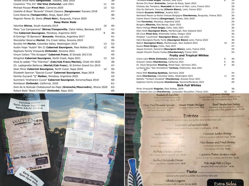 Snapper's Sea Grill Menu