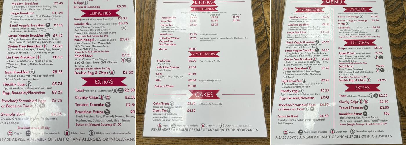 Foxes Tea Rooms & Cafe Menu