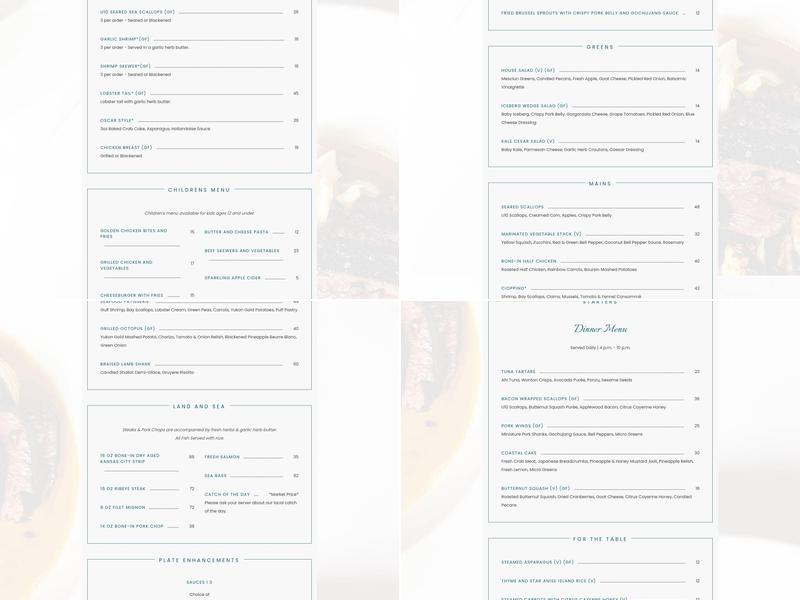 Spinners Rooftop Grille Menu