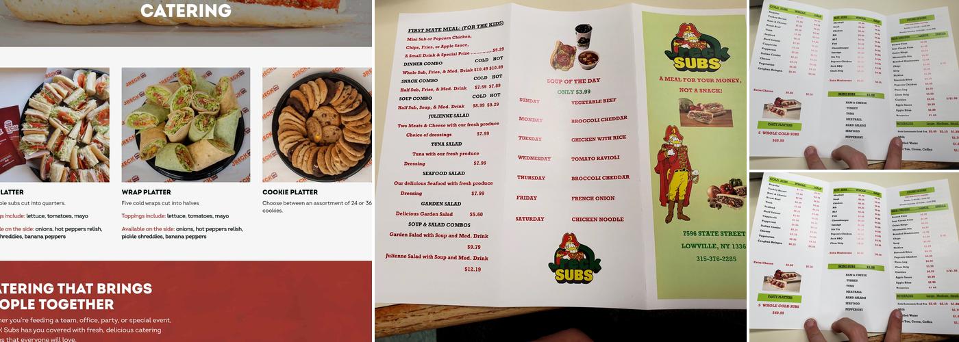 JRECK Subs Menu