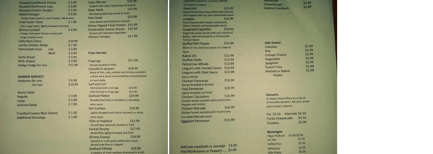 Sahara Restaurant Menu