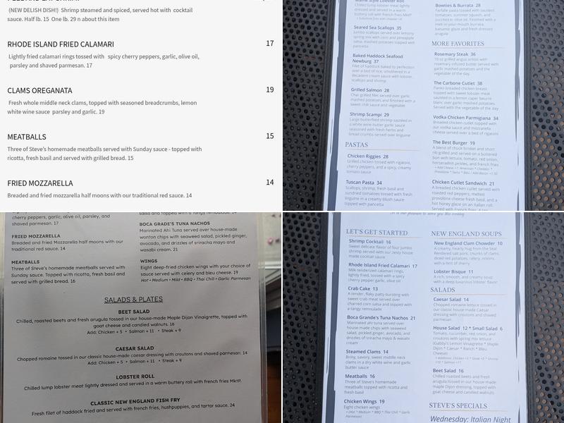 Carbone's Waterside Restaurant Menu