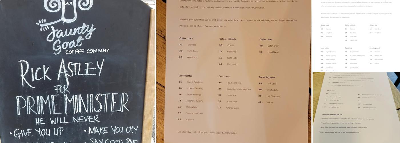 Jaunty Goat Coffee Menu