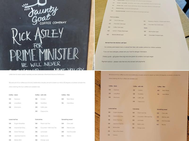 Jaunty Goat Coffee Menu