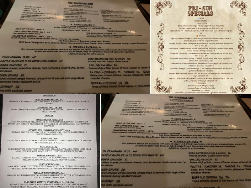 Homestead Rest Menu