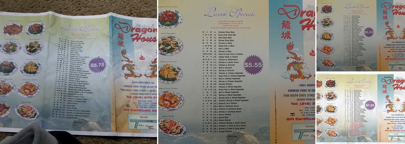 Dragon House Menu