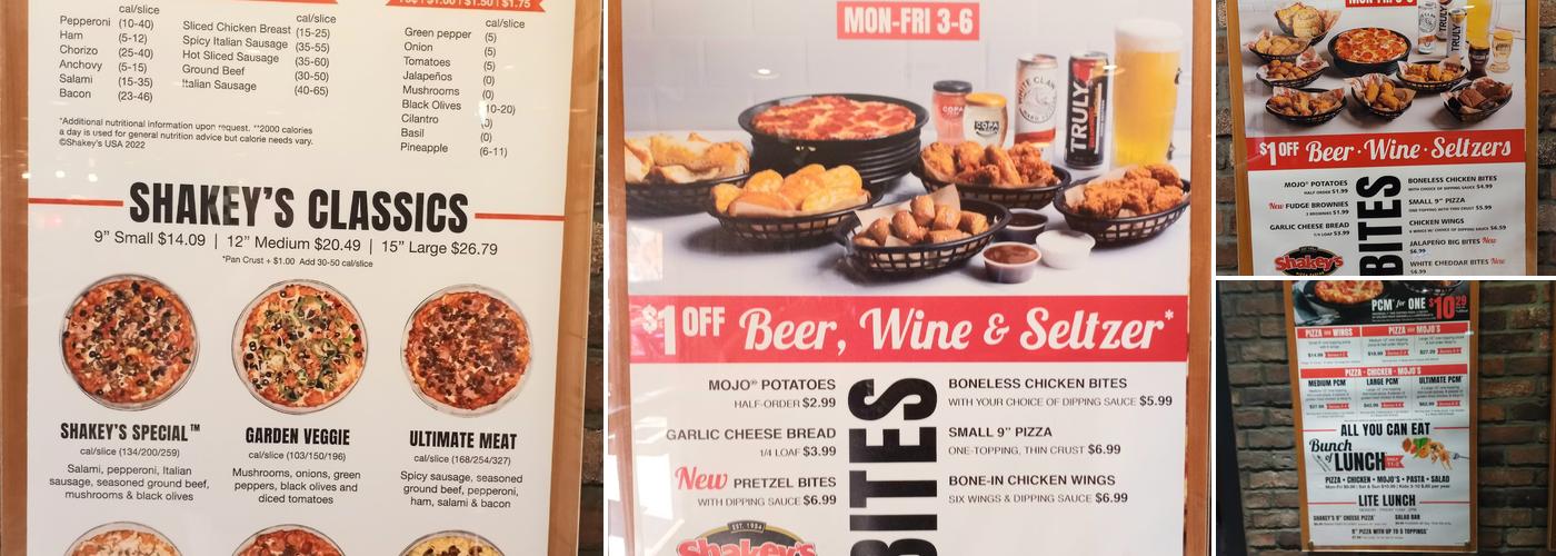 Shakey's Pizza Parlor Menu