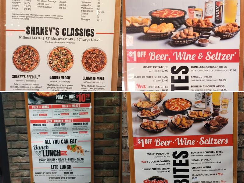Shakey's Pizza Parlor Menu