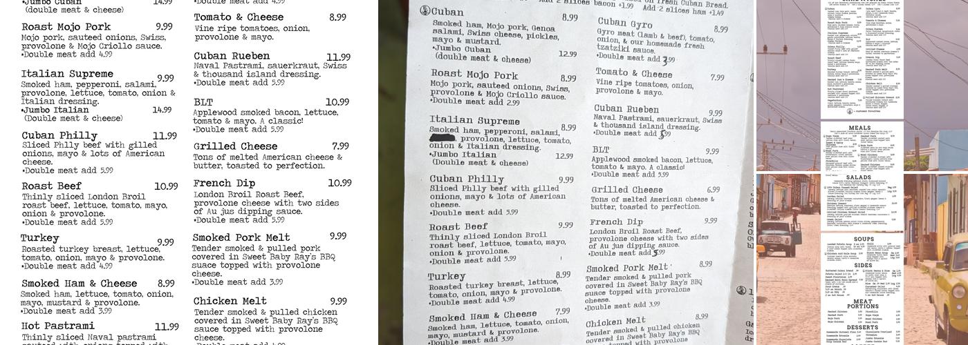 Havana Harry's Market Menu