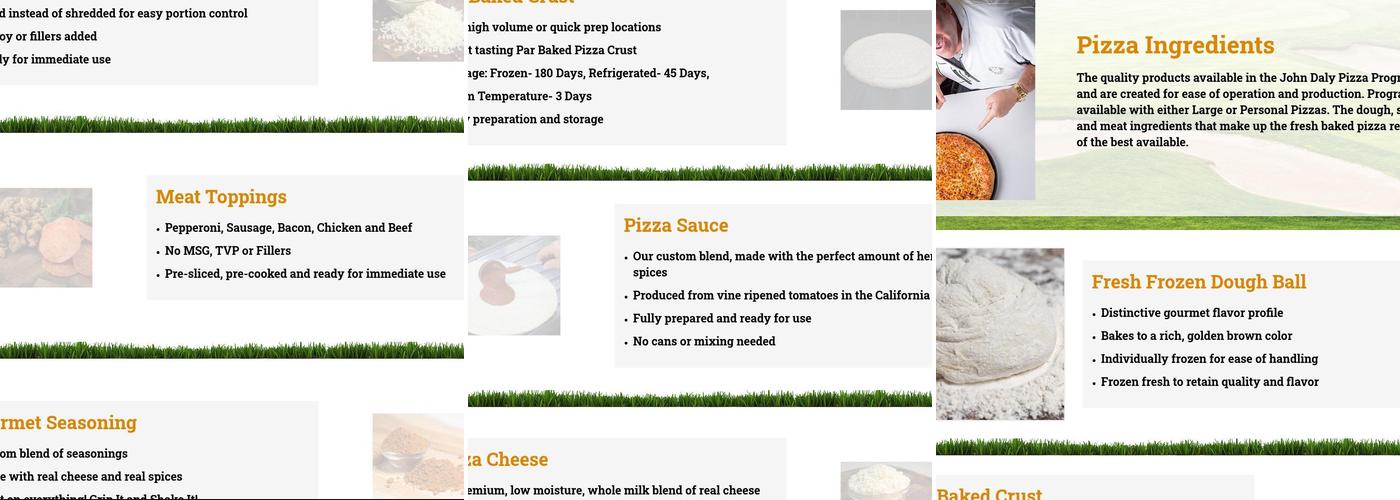 John Daly Pizza Programs Menu