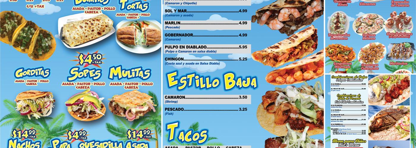 Sol Y Mar Mariscos Restaurant Paramount Menu