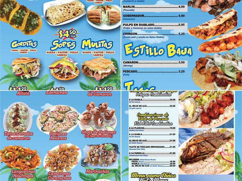 Sol Y Mar Mariscos Restaurant Paramount Menu